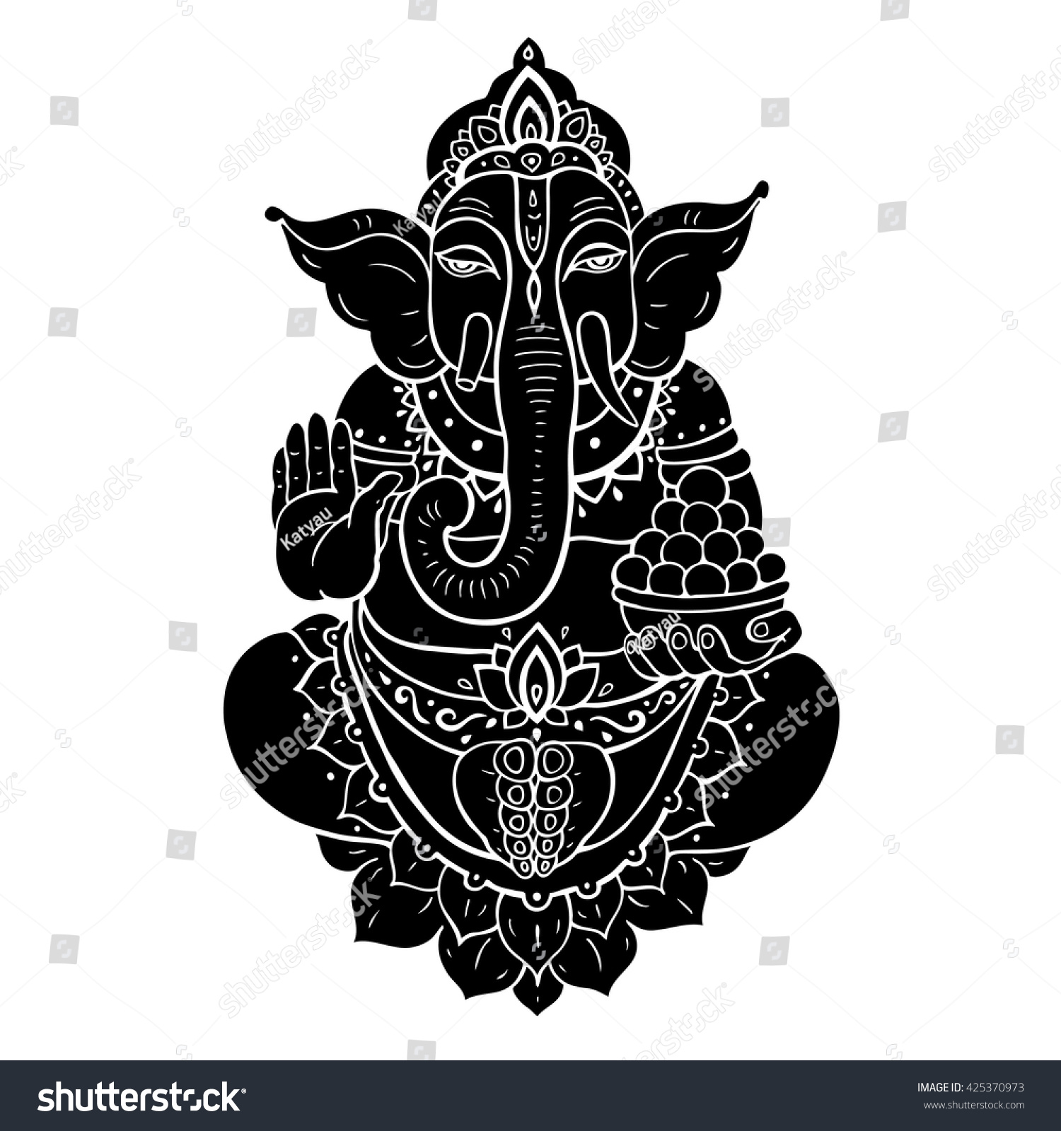 Hindu God Ganesha Ganapati Vector Hand Stock Vector (Royalty Free ...