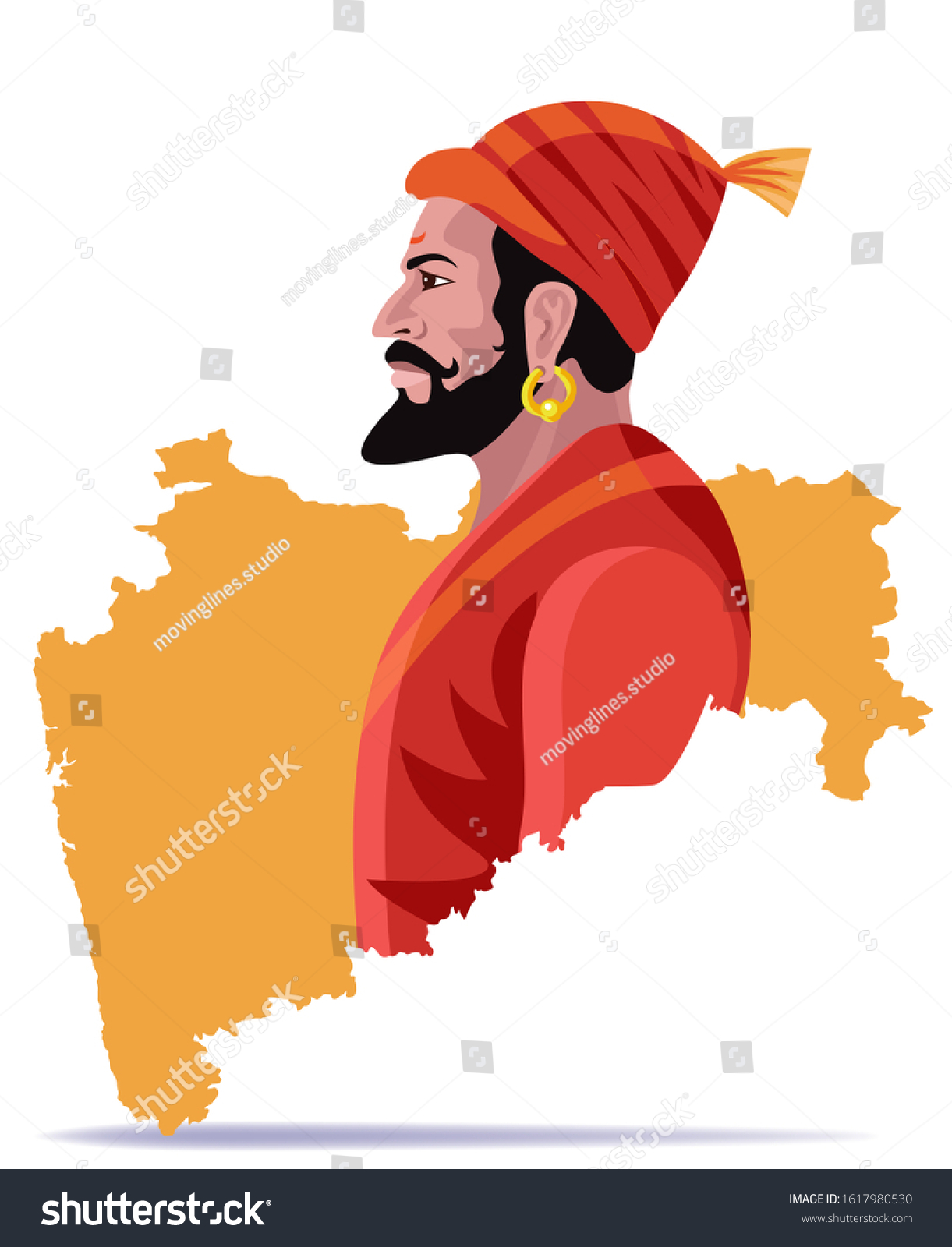 Vektor Stok Hindu King Shivaji Maharaj Maharashtra Map Tanpa Royalti Shutterstock