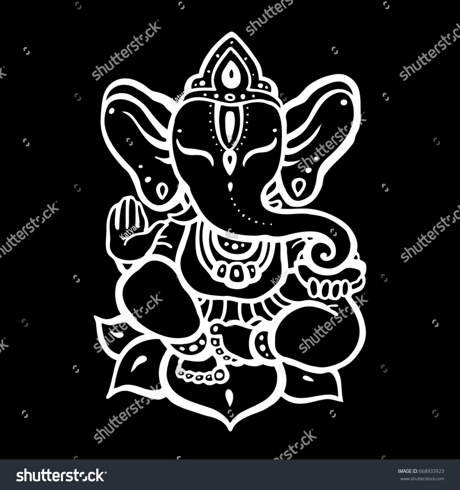 Hindu Lord Ganesha On Dark Background Stock Vector (Royalty Free) 668933923