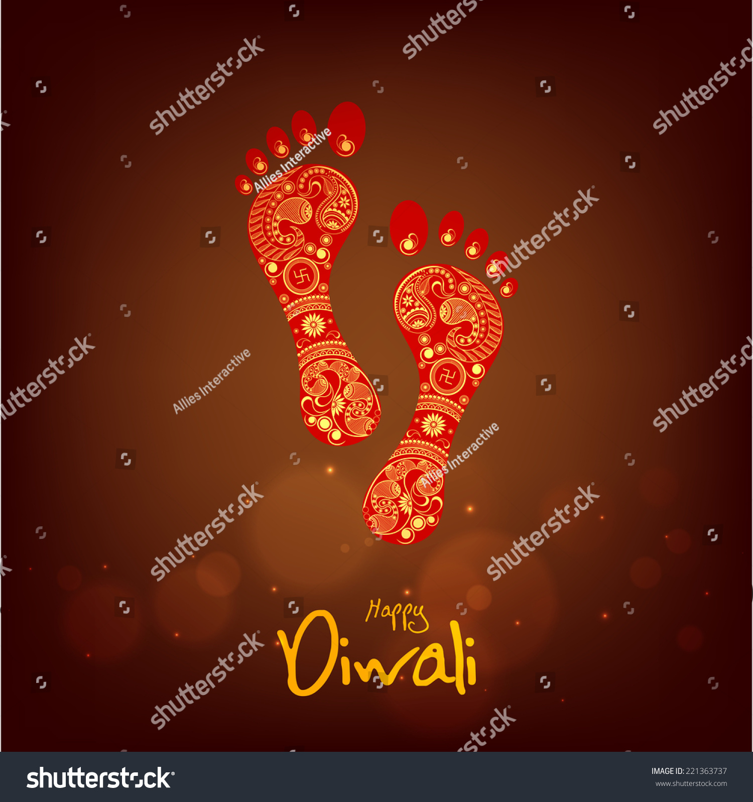 Hindu Mythological Goddess Laxmi'S Footprint With Stylish Text Of ...