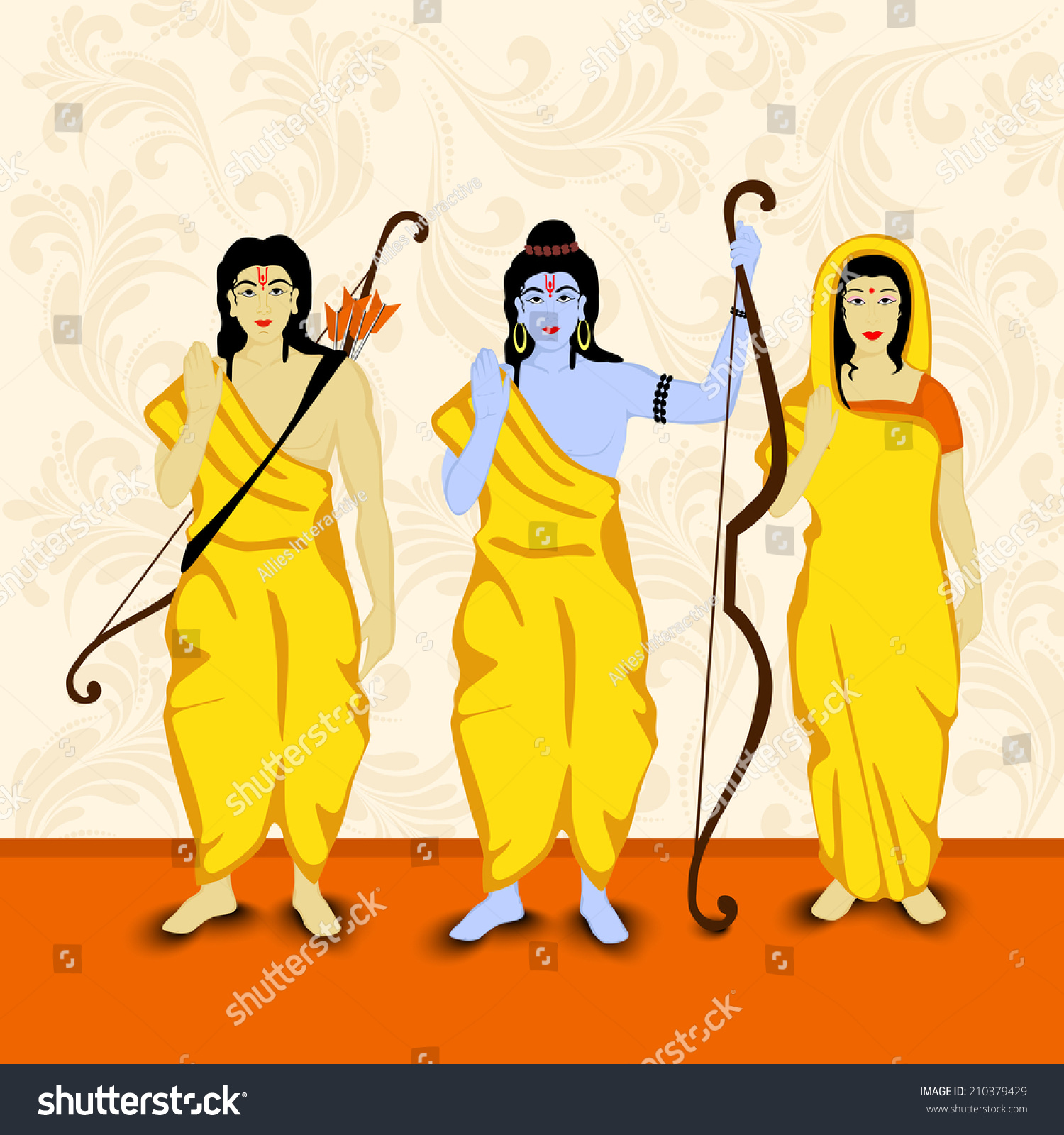 Hindu Mythological Lord Rama His Brother Stock Vector 210379429 ...