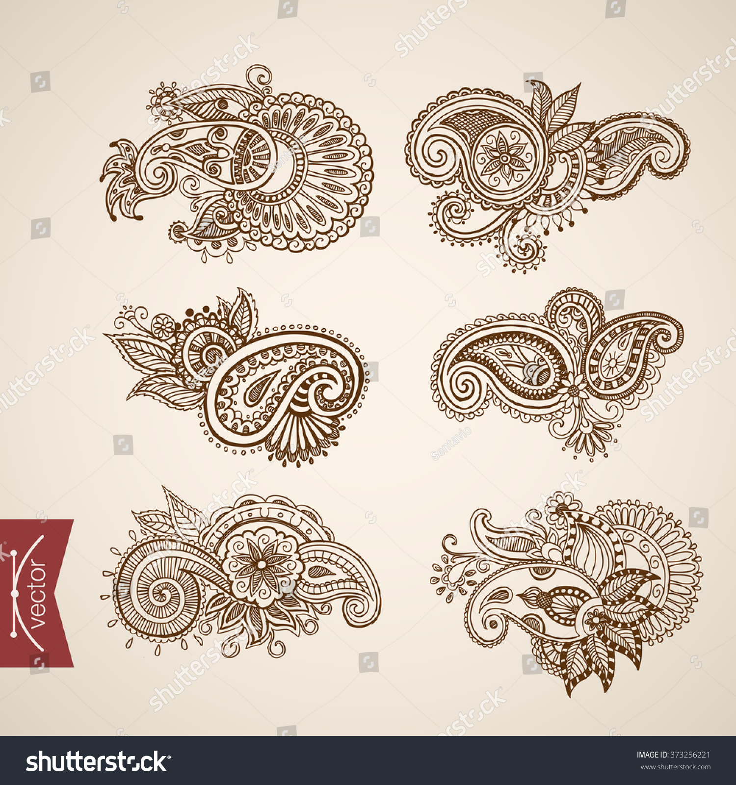 Hindu Tattoo Pattern Monochromatic Monochrome Engraving Stock Vector ...