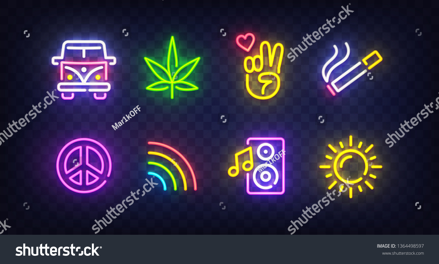 Hippie Icon Set Isolated Hippie Neon Stock Vector Royalty Free 1364498597 Hippie Icon Set Isolated Hippie Neon Stock Vector Royalty Free 1364498597