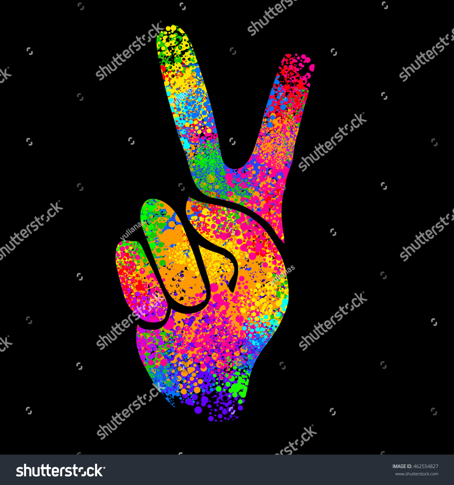 Hippie Symbols Two Fingers Sign Victory Stock Vector (Royalty Free ...