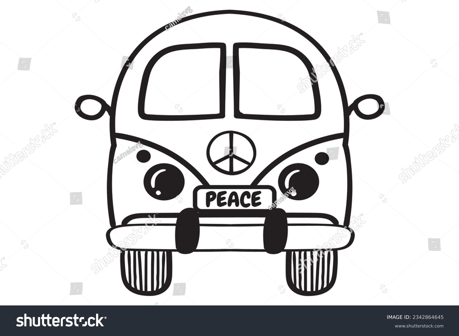 SVG of Hippie van svg, floral car, floral van, hippie car, hippie svg, clipart, hippie stickers, retro svg, retro car, vintage car svg
 svg