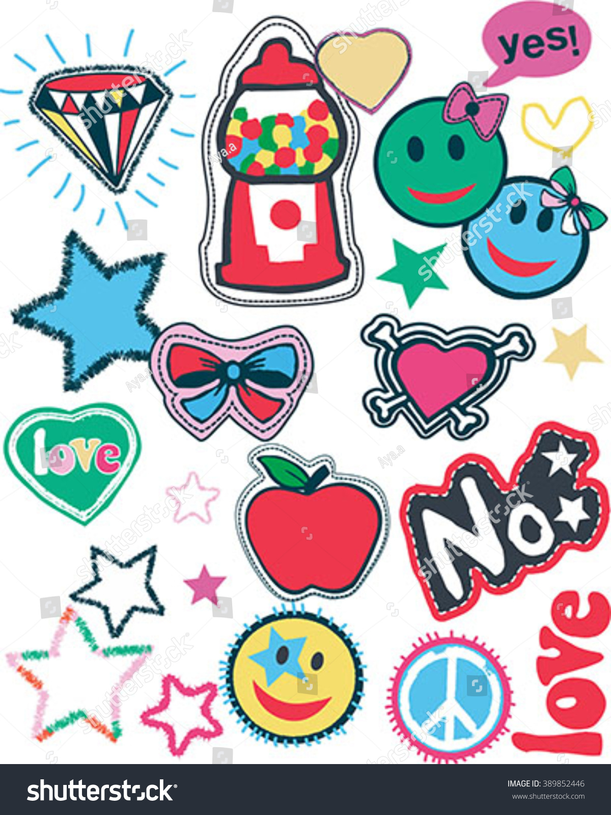 Hippie Vintage Style Patches Collection Stock Vector 389852446 ...