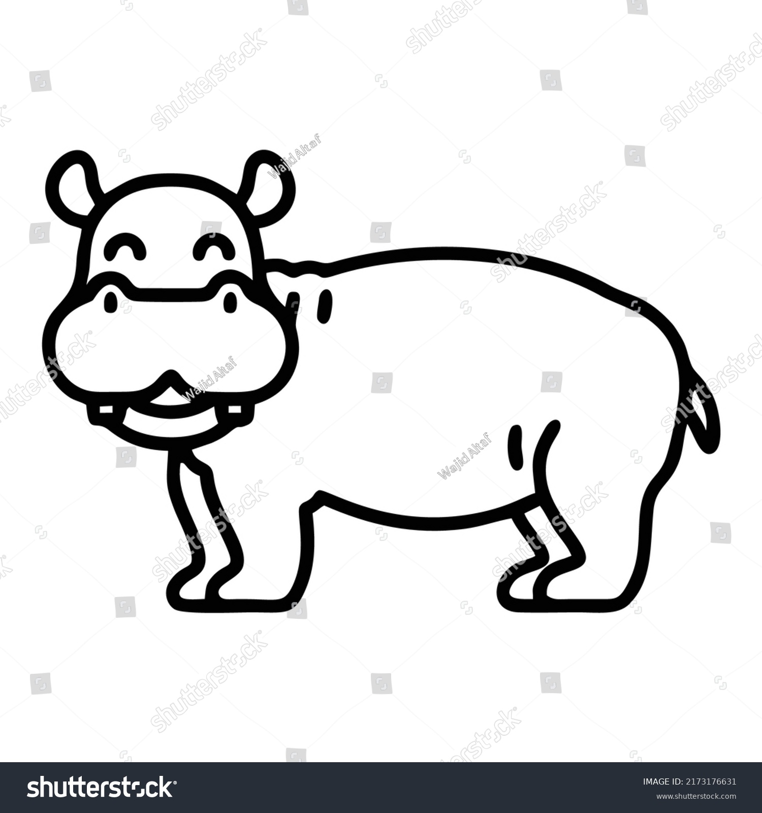 Hippopotamus Coloring Page Kids Stock Vector (Royalty Free) 2173176631 ...