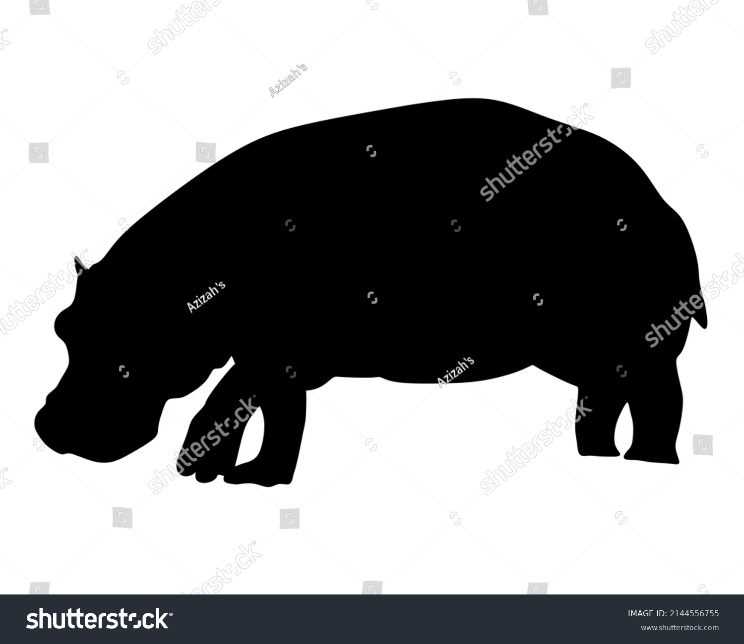 Hippopotamus Silhouette Isolated On White Background Stock Vector ...