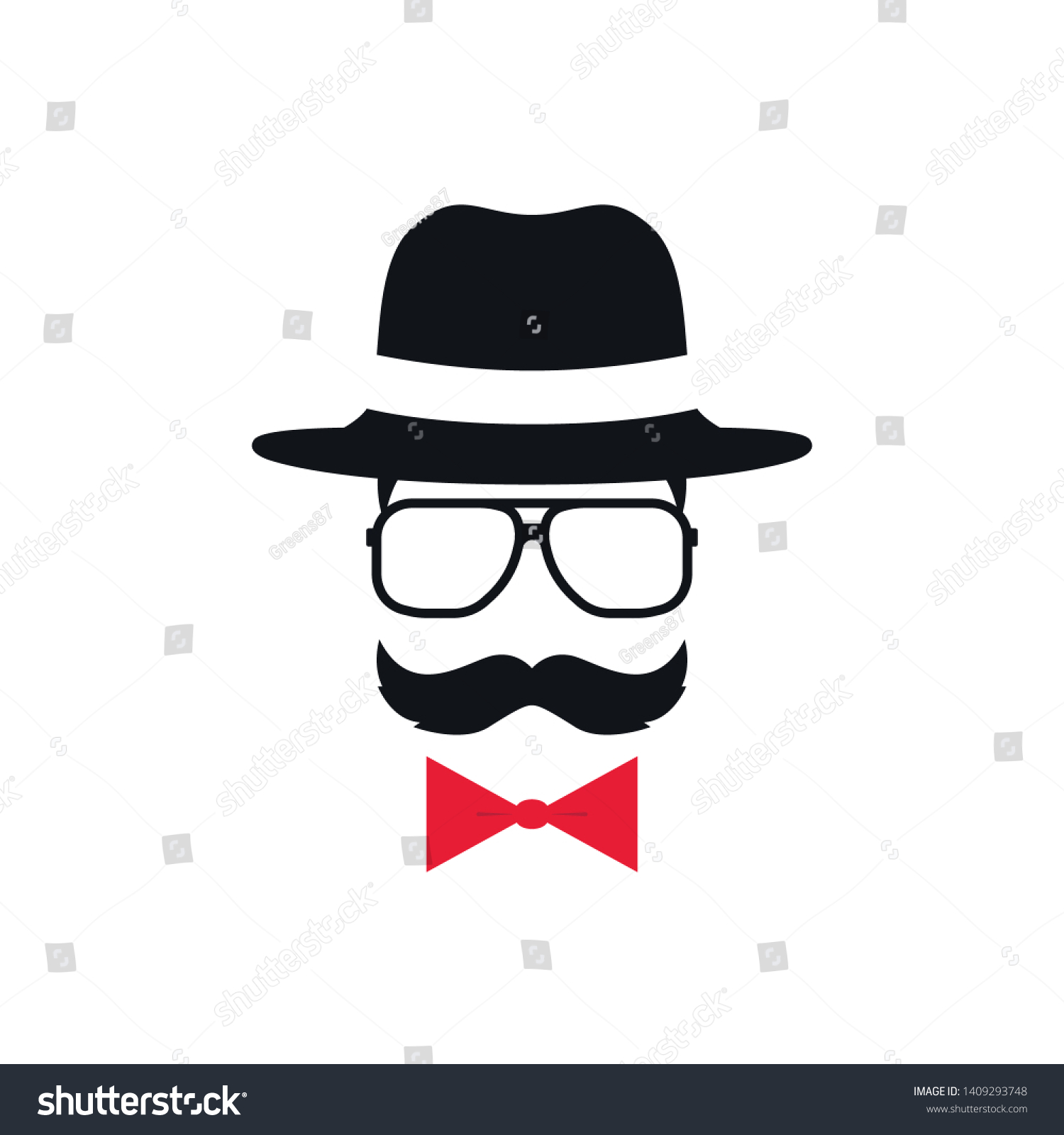 Hipster Hat Glasses Red Bow Tie Stock Vector Royalty Free 1409293748 Shutterstock