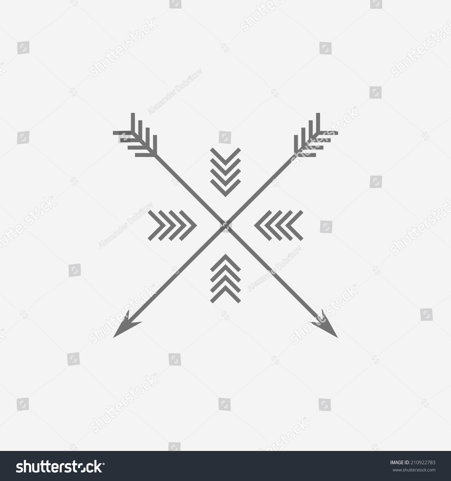 Hipster Logo, With Arrows. Black And White Design. Outline Style ...