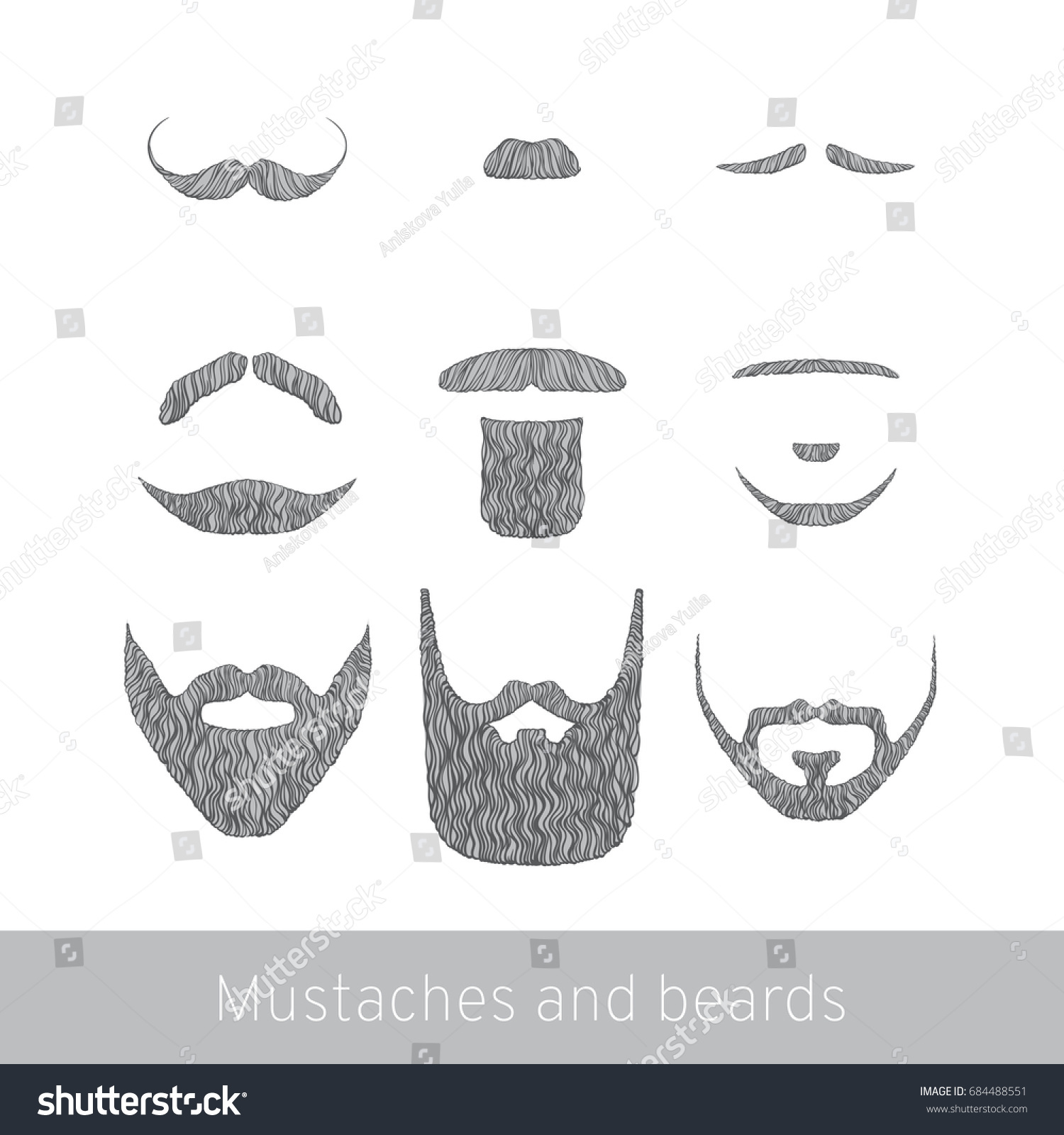 Hipster Man Hairstyles Beards Mustaches Hand Stock Vector Royalty Free 684488551 4869