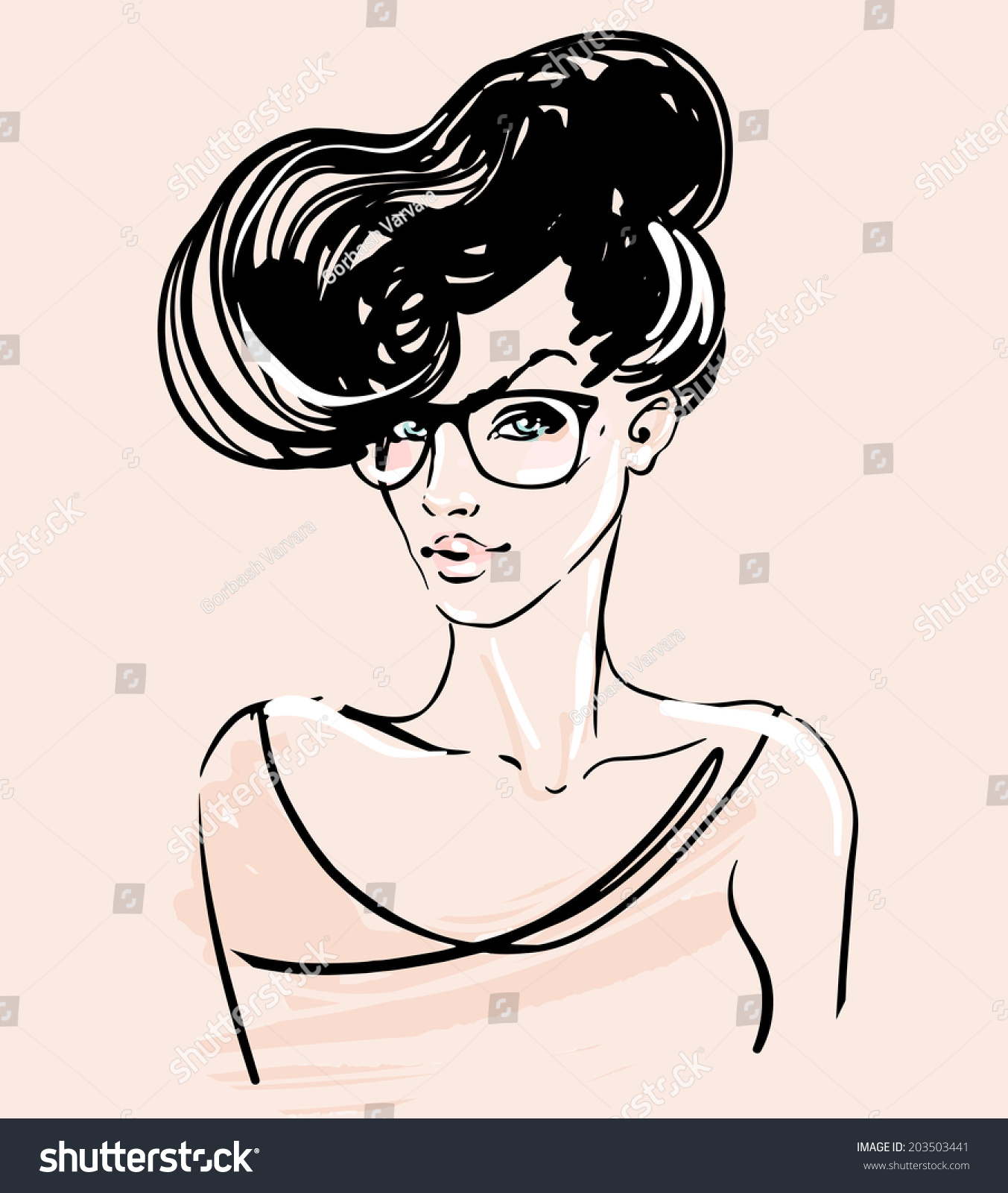 Hipster Sketch Set Pretty Girl Sunglasses Stock Vector 203503441 Shutterstock 8999