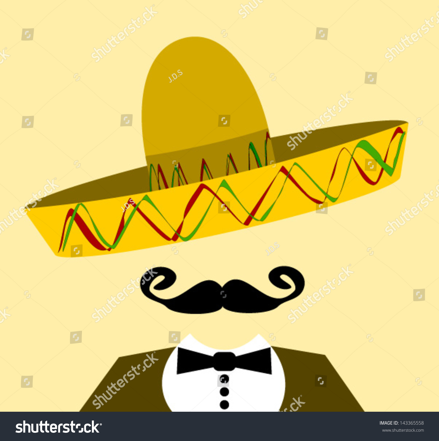 Hispanic Man With Sombrero And Large Mustache Stock Vector Illustration ...