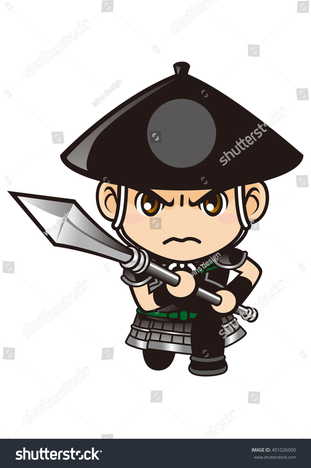 Historical Character Spear Men Japan Stock Vector Royalty Free