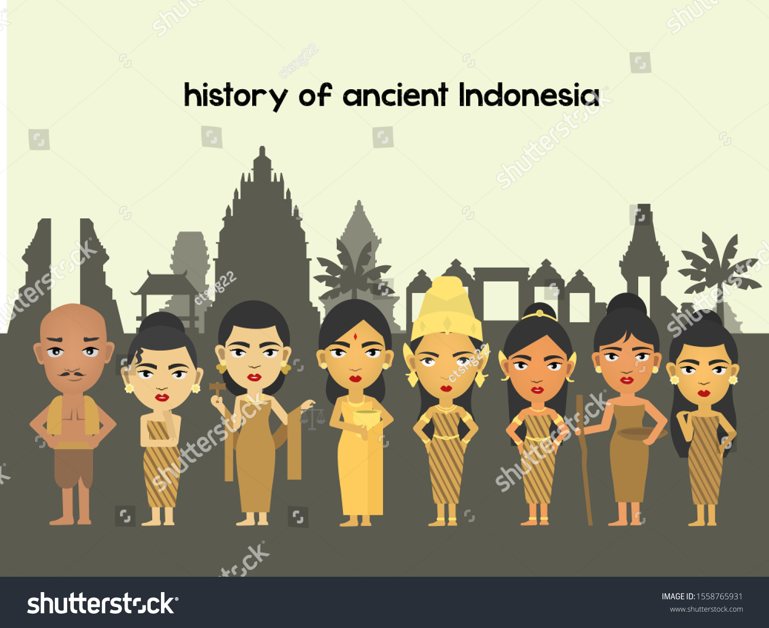 History Indonesian People During Ancient Javanese Stock Vector Royalty Free