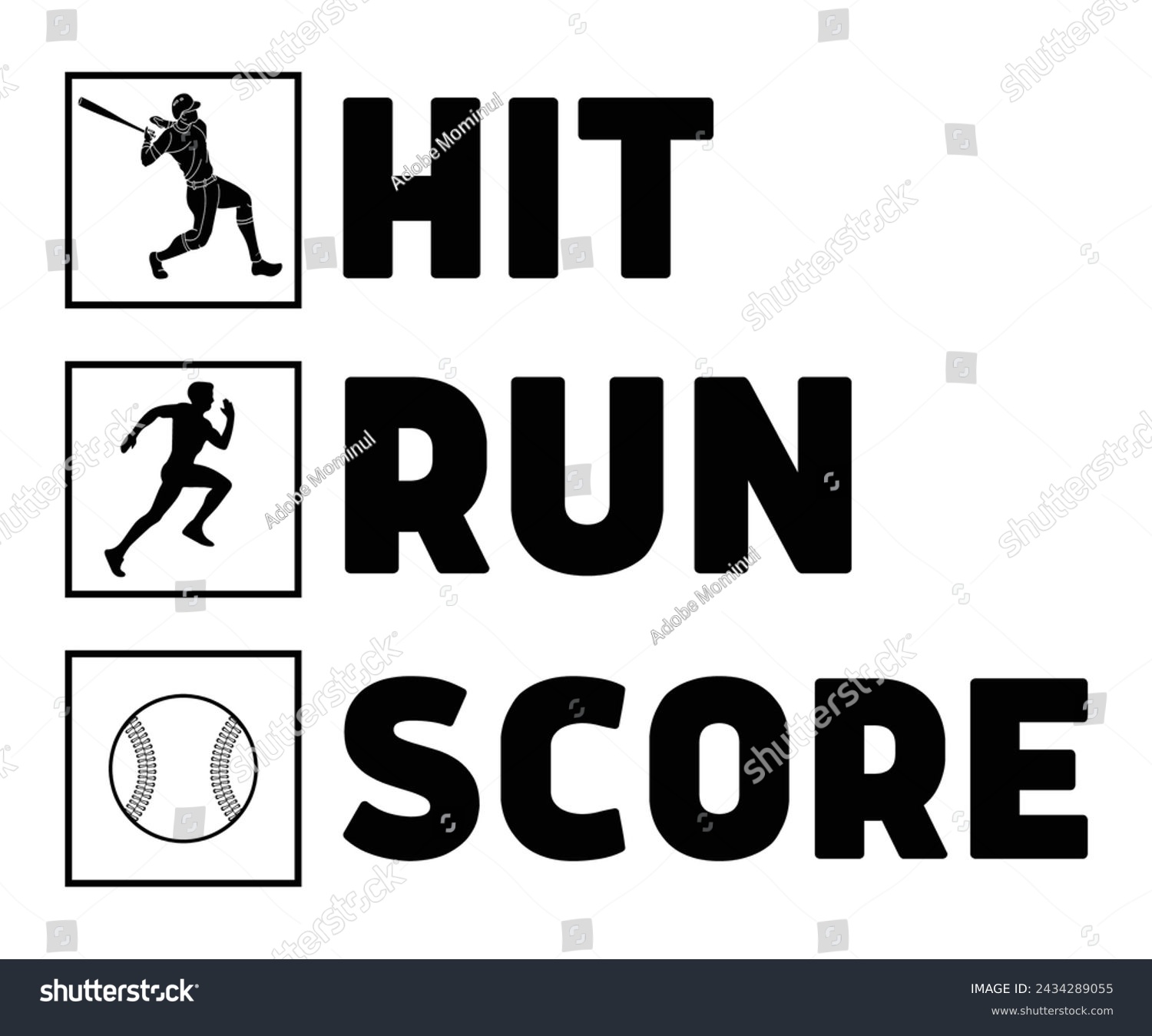 SVG of Hit run Score Svg,Baseball T-shirt,Typography,Baseball Player Svg,Baseball Quotes Svg,Cut Files,Baseball Team,Instant Download svg