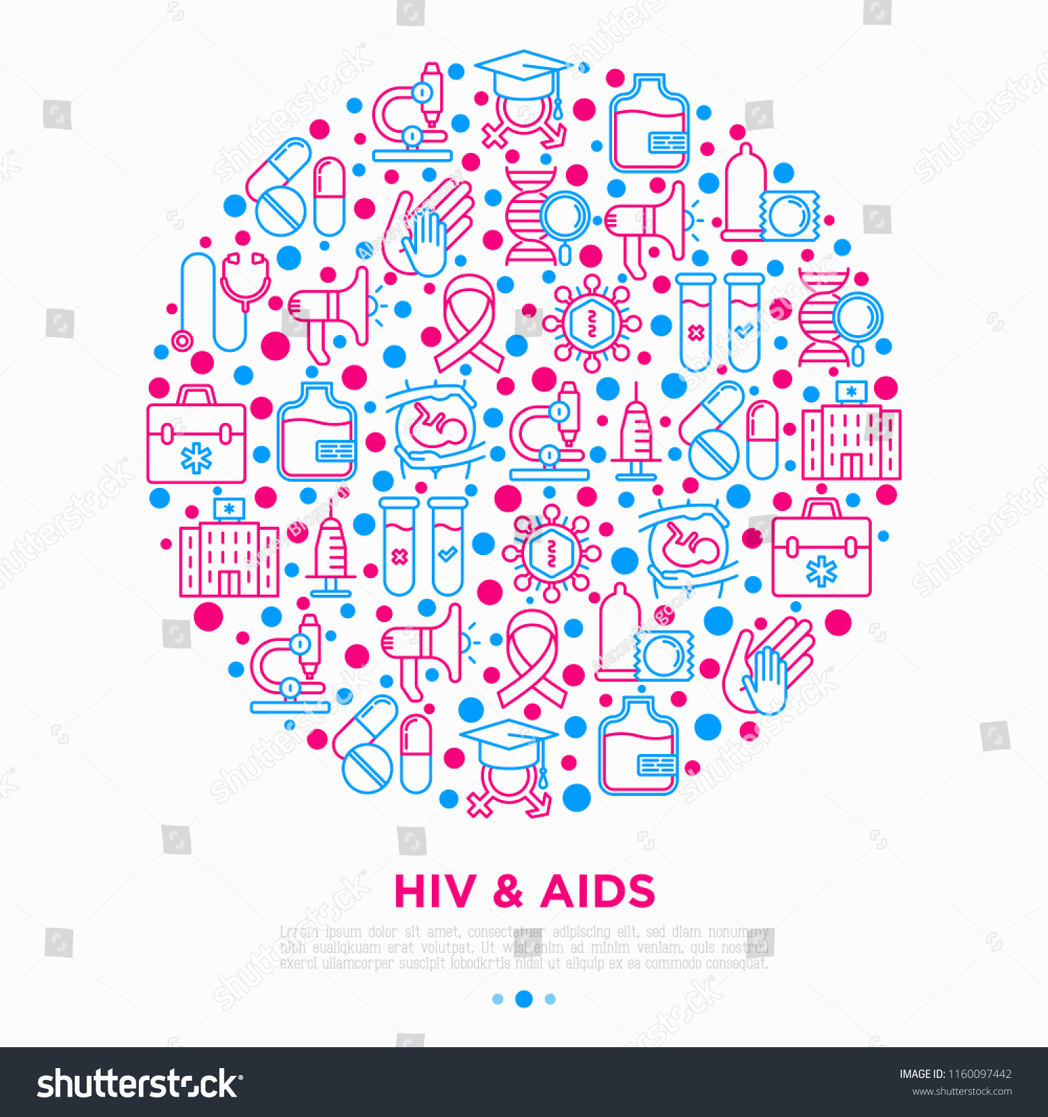 Hiv Aids Concept Circle Thin Line Stock Vector Royalty Free