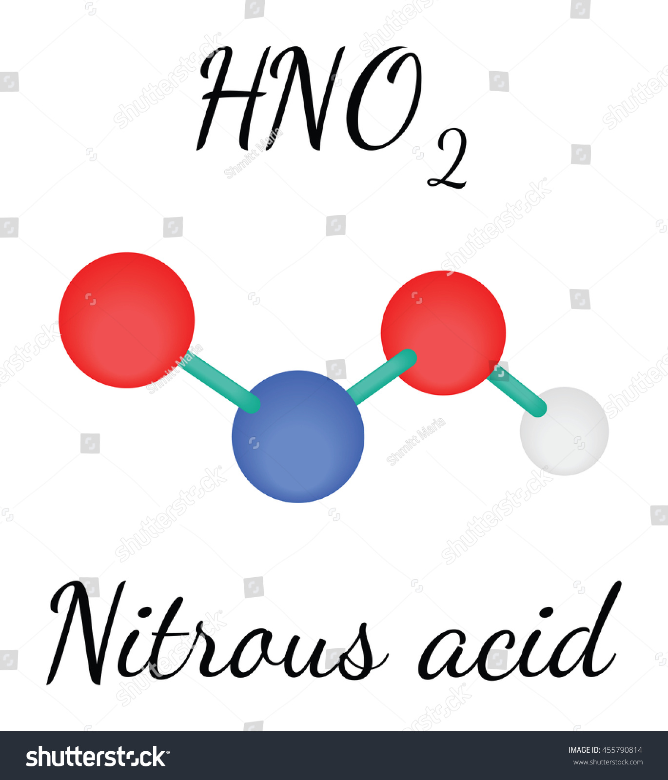 Hno2 Nitrous Acid Molecule Stock Vector 455790814 - Shutterstock