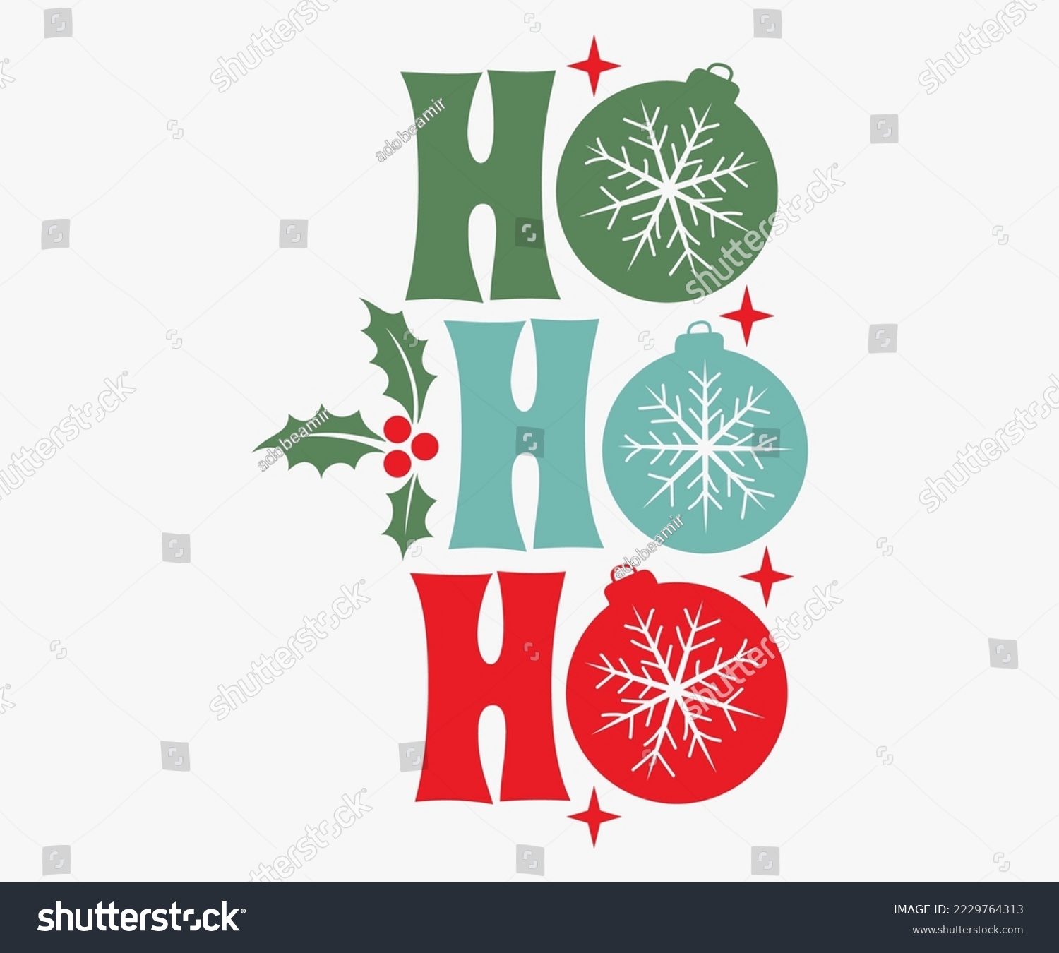 SVG of Ho Ho Ho Christmas Svg, Merry Christmas T-shirts, Funny Christmas Quotes, Winter Quote, Christmas Saying, Holiday SVG T-shirt, Santa Claus Hat, New Year SVG, Snowflakes Files svg