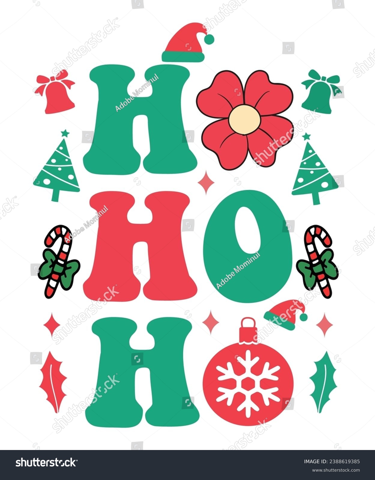 SVG of Ho Ho Ho Christmas Svg,Retro, Merry Christmas T-shirts, Funny Christmas Quotes, Holiday T-shirt, Typography, Sweatshirt svg