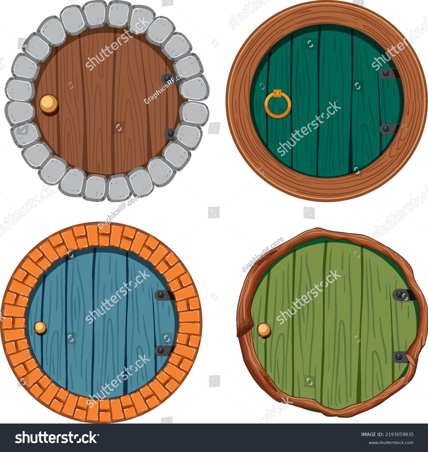SVG of Hobbit house doors set illustration svg