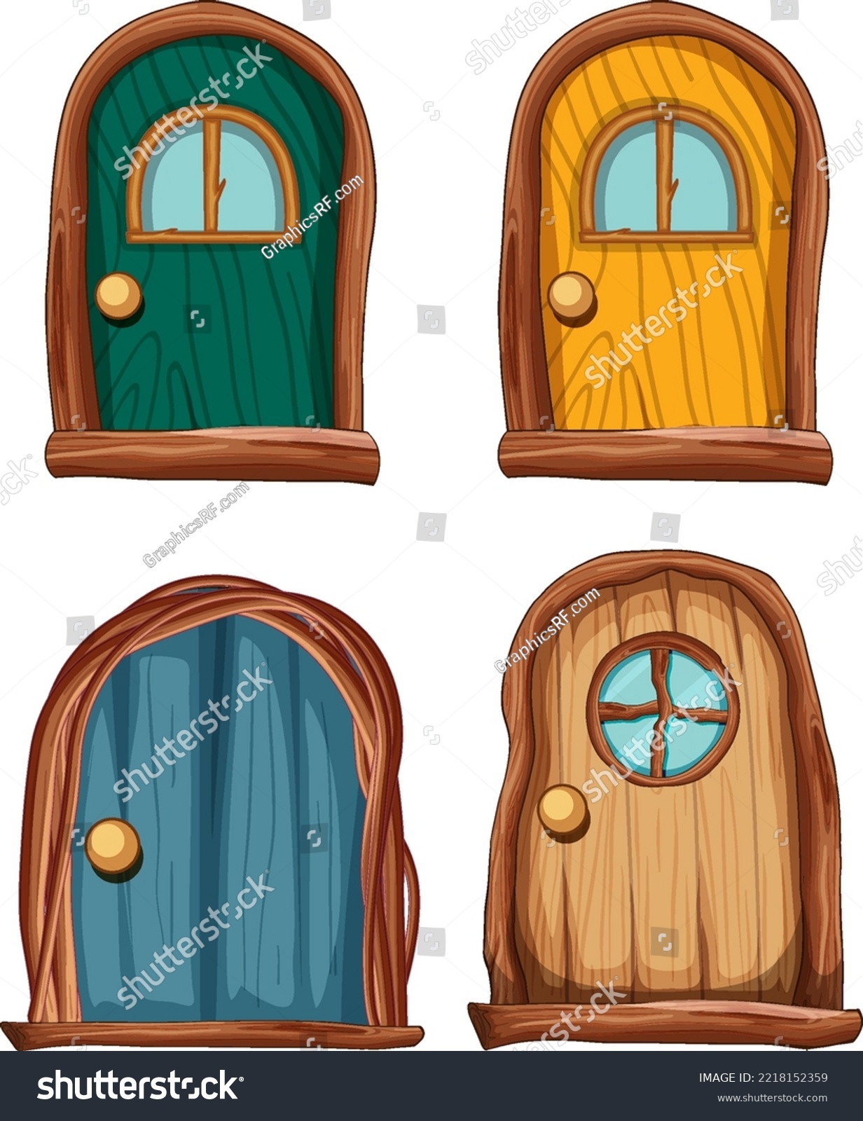 SVG of Hobbit house doors set illustration svg