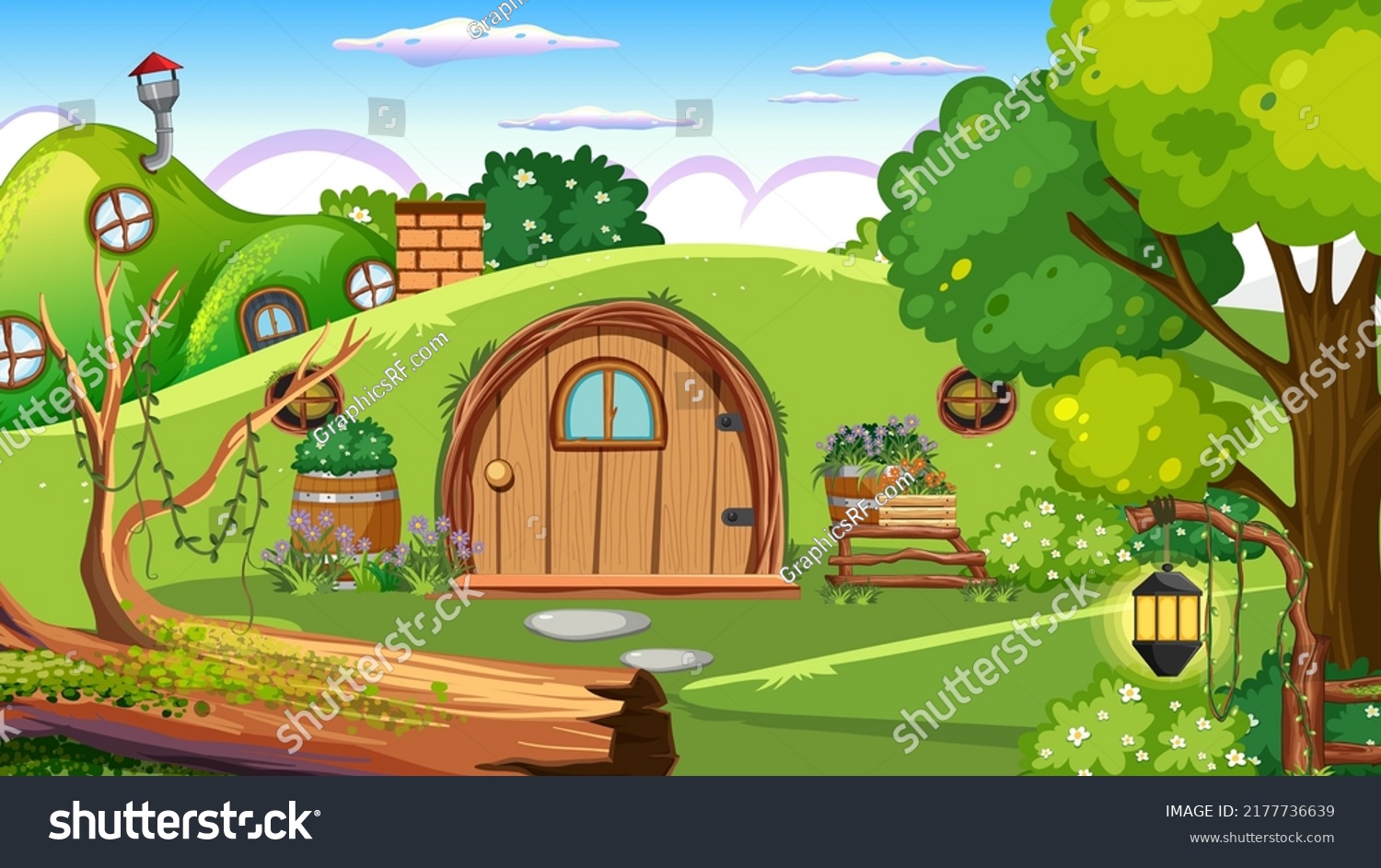 SVG of Hobbit house in the forest illustration svg