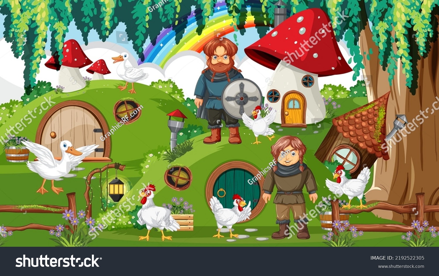 SVG of Hobbit house with farm animals illustration svg