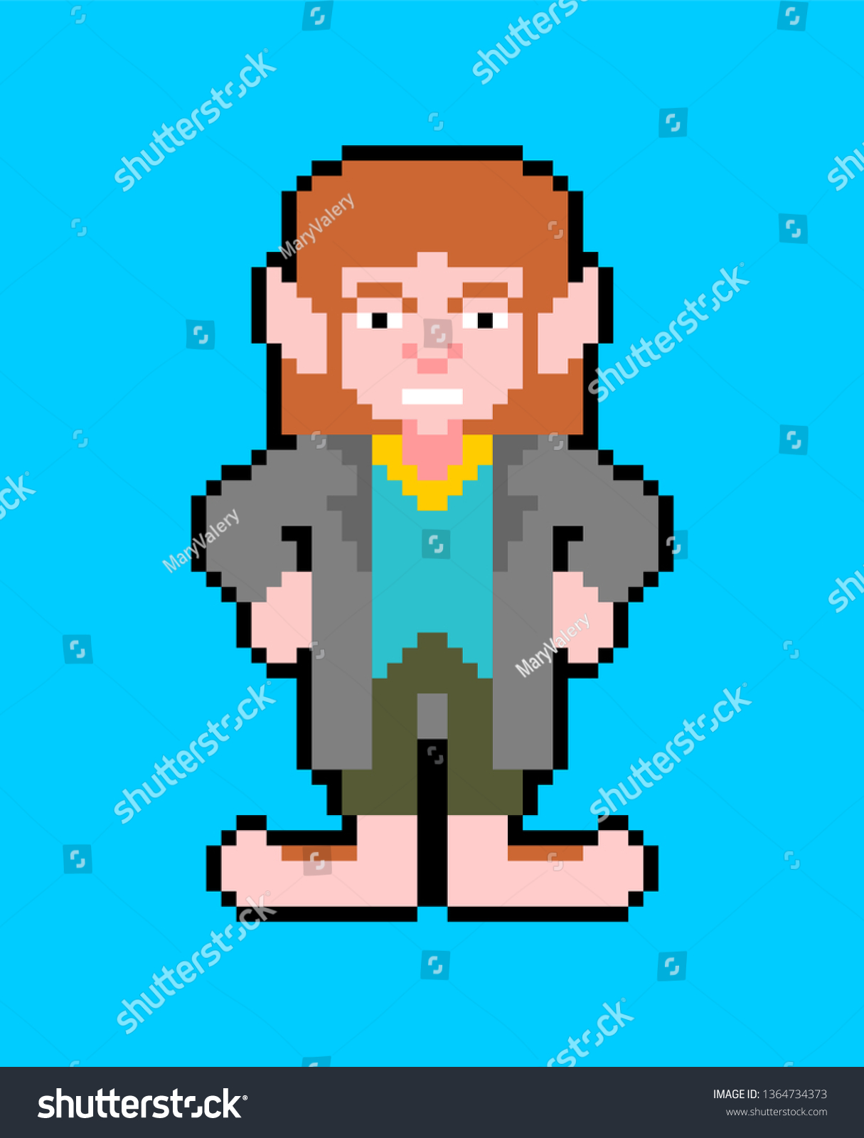 SVG of Hobbit pixel art little man isolated. magic homunculus with big legs 8 bit

 svg