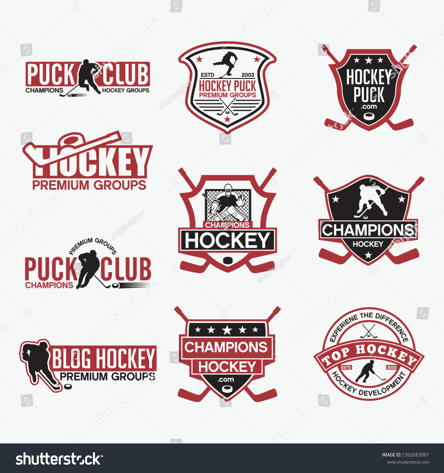 Hockey Club Badges Logos Stock Vector (Royalty Free) 1592683087 ...