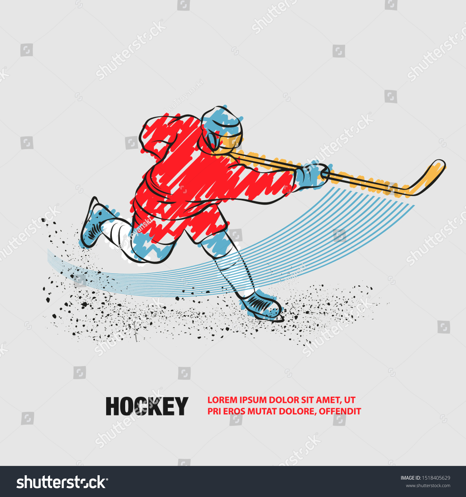 Hockey Player Shoots Puck Hockey Stick Stock Vector (Royalty Free ...