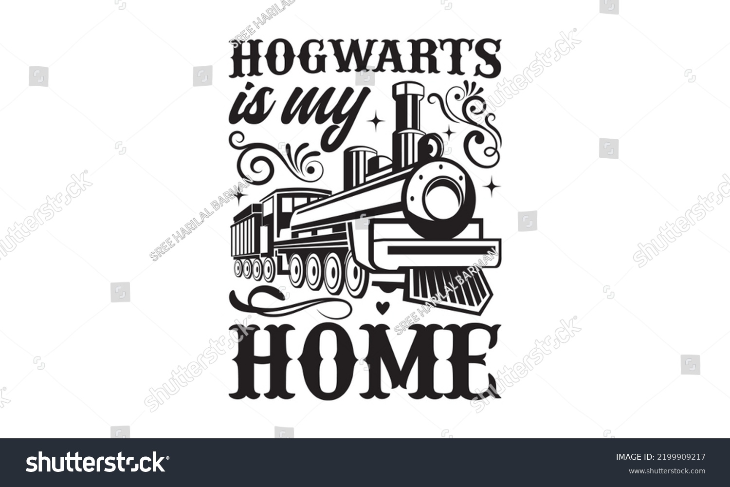SVG of Hogwarts is my home - Train SVG t-shirt design, Hand drew lettering phrases, templet, Calligraphy graphic design, SVG Files for Cutting Cricut and Silhouette. Eps 10 svg