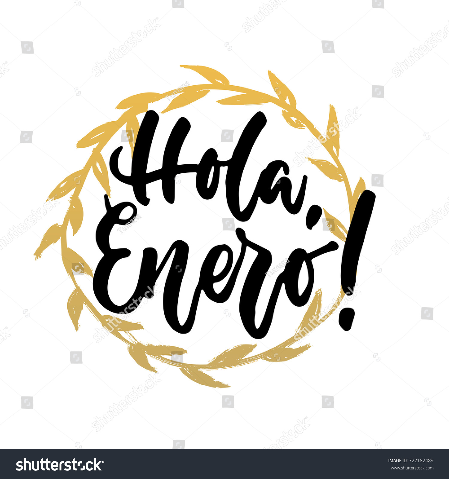 Hola Enero Hello January Spanish Hand Stock Vector (Royalty Free) 722182489