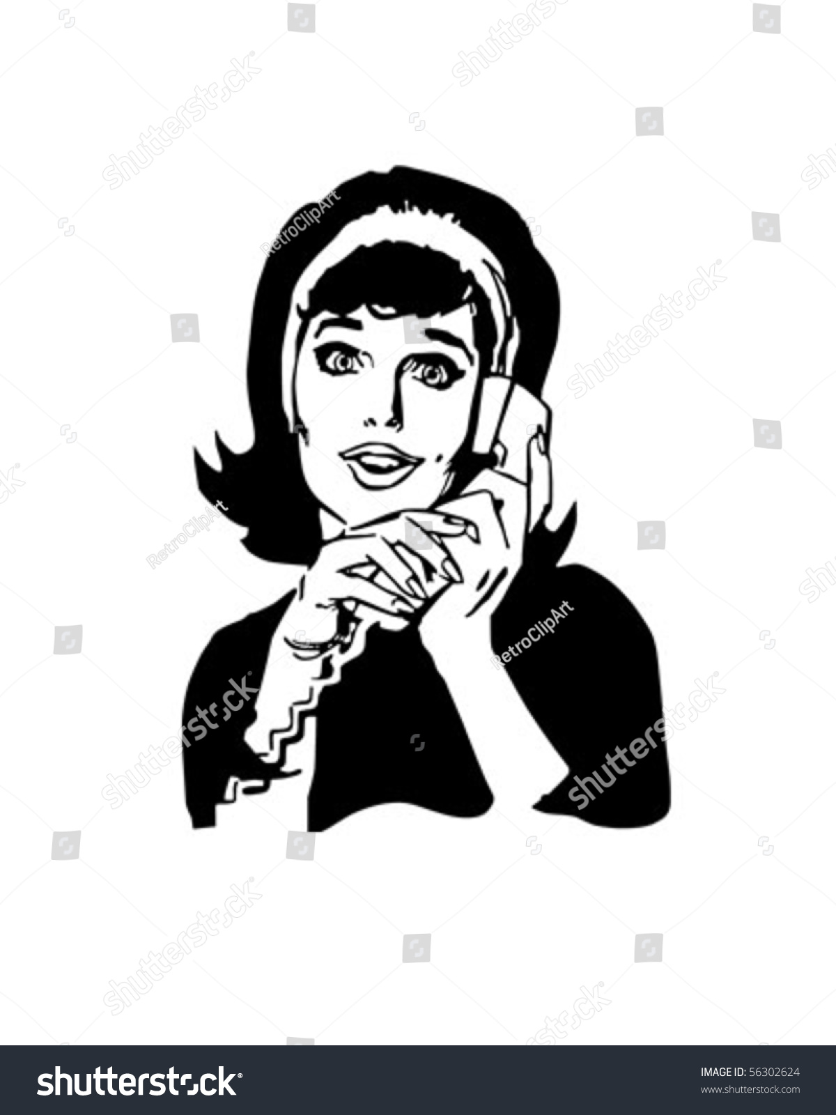 Hold Phone Housewife Chatting Stock Vector 56302624 - Shutterstock