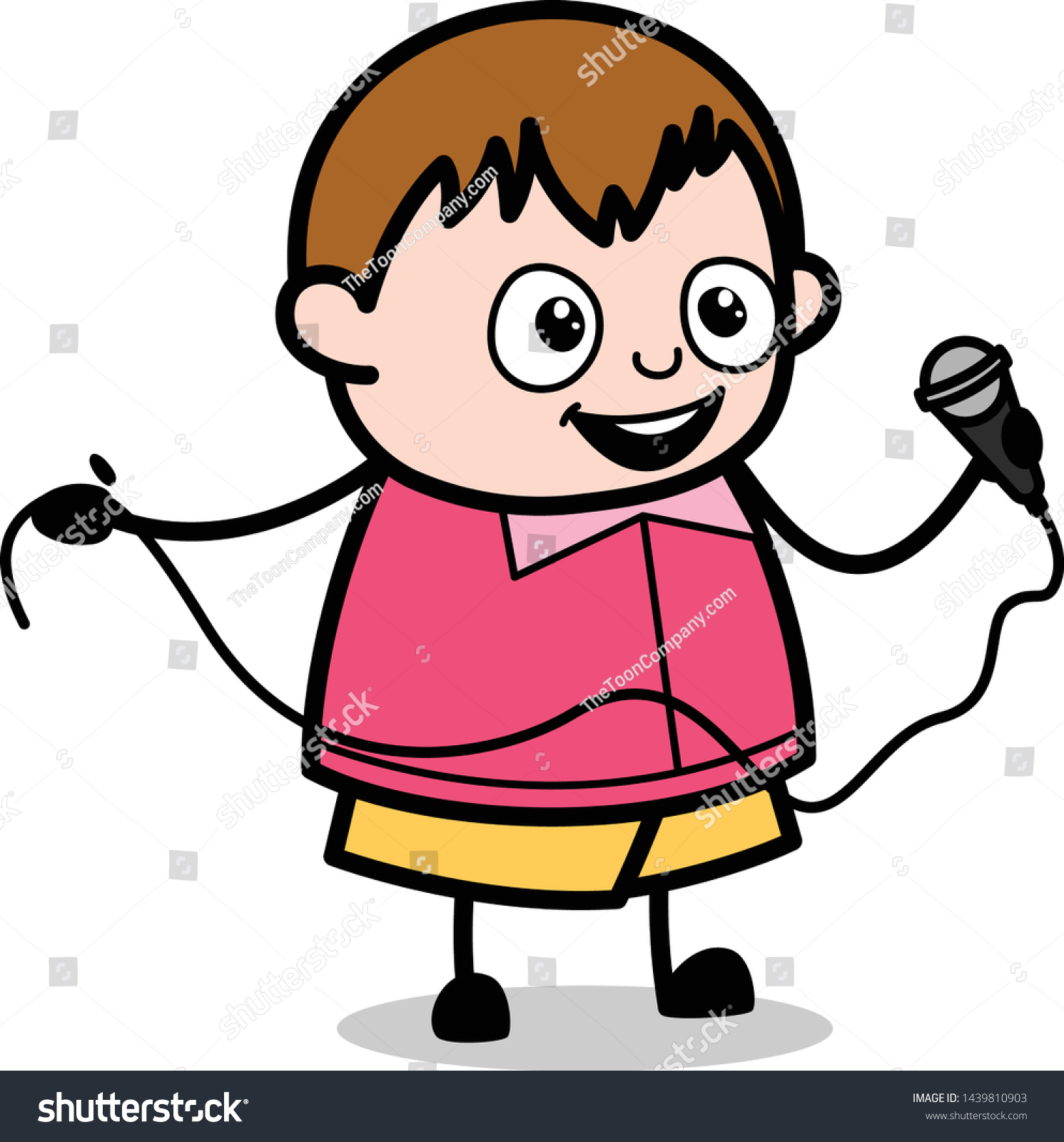 Holding Mic Teenager Cartoon Fat Boy Stock Vector (Royalty Free) 1439810903