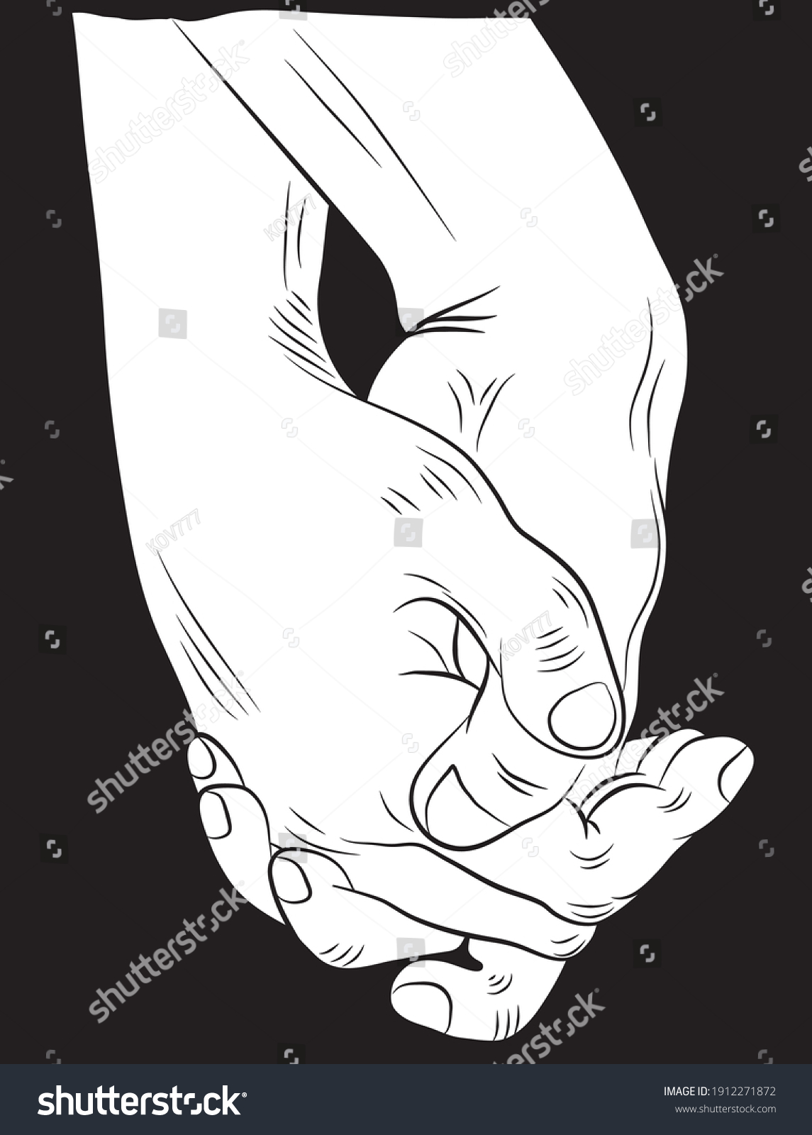 Holding Hands Interlocking Interlocking Fingers Drawn Stock Vector ...