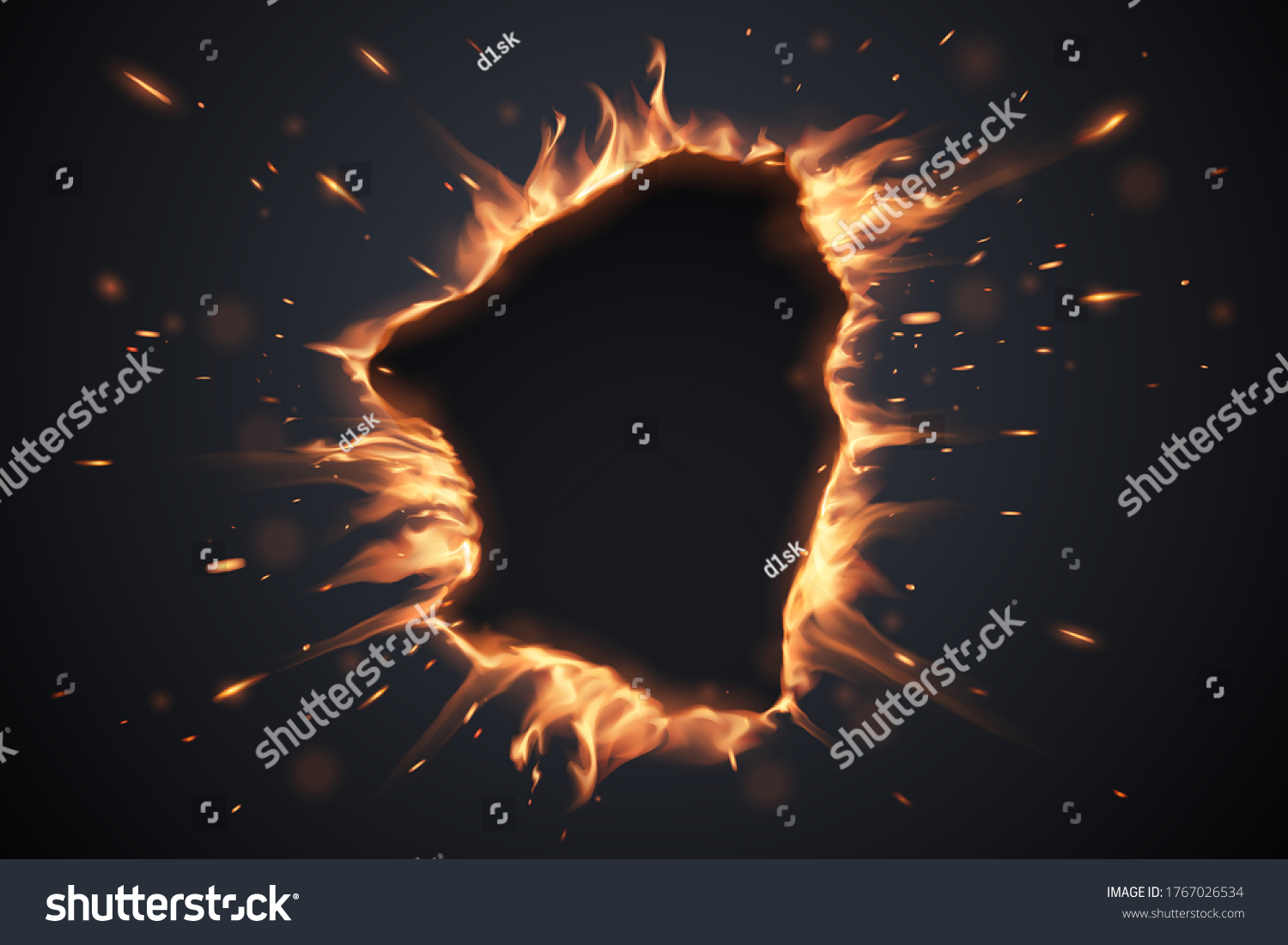 Set Fire Flames Elements On Transparent Stock Vector Royalty Free Shutterstock