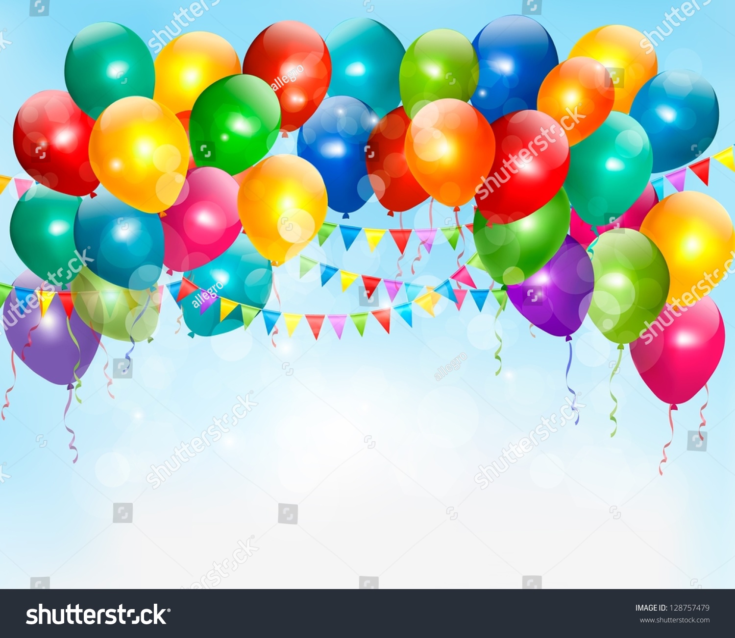 Holiday Background With Colorful Balloons. Vector. - 128757479 ...