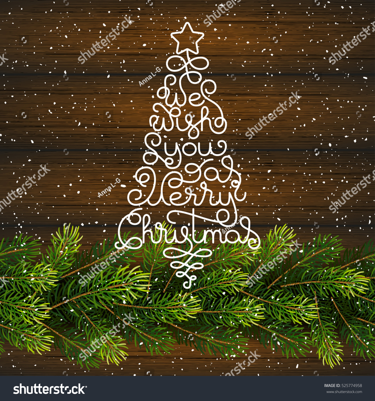 Holiday t card with hand lettering We Wish You a Merry Christmas in the form of