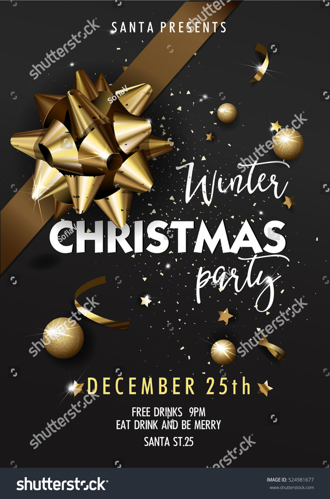 Holiday Merry Christmas Party Layout Poster Stock Vector 524981677  Shutterstock