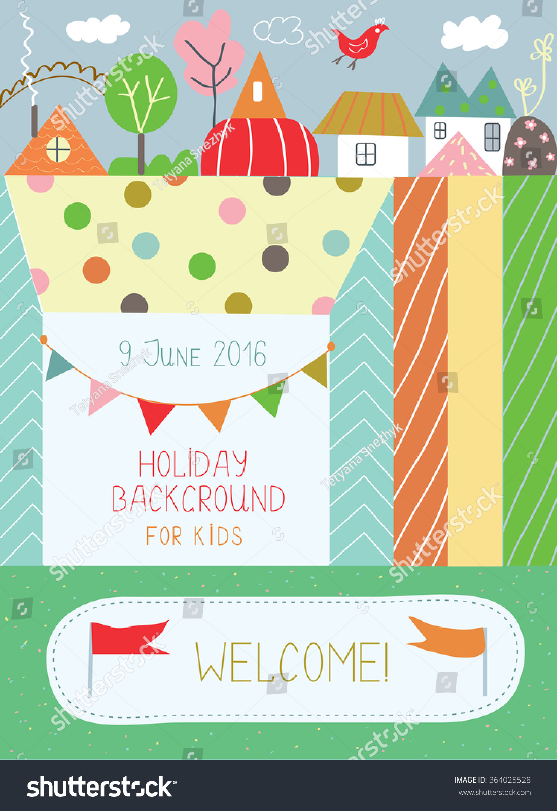 Holidays Background Kids Birthday Kindergarten Poster Stock Vector