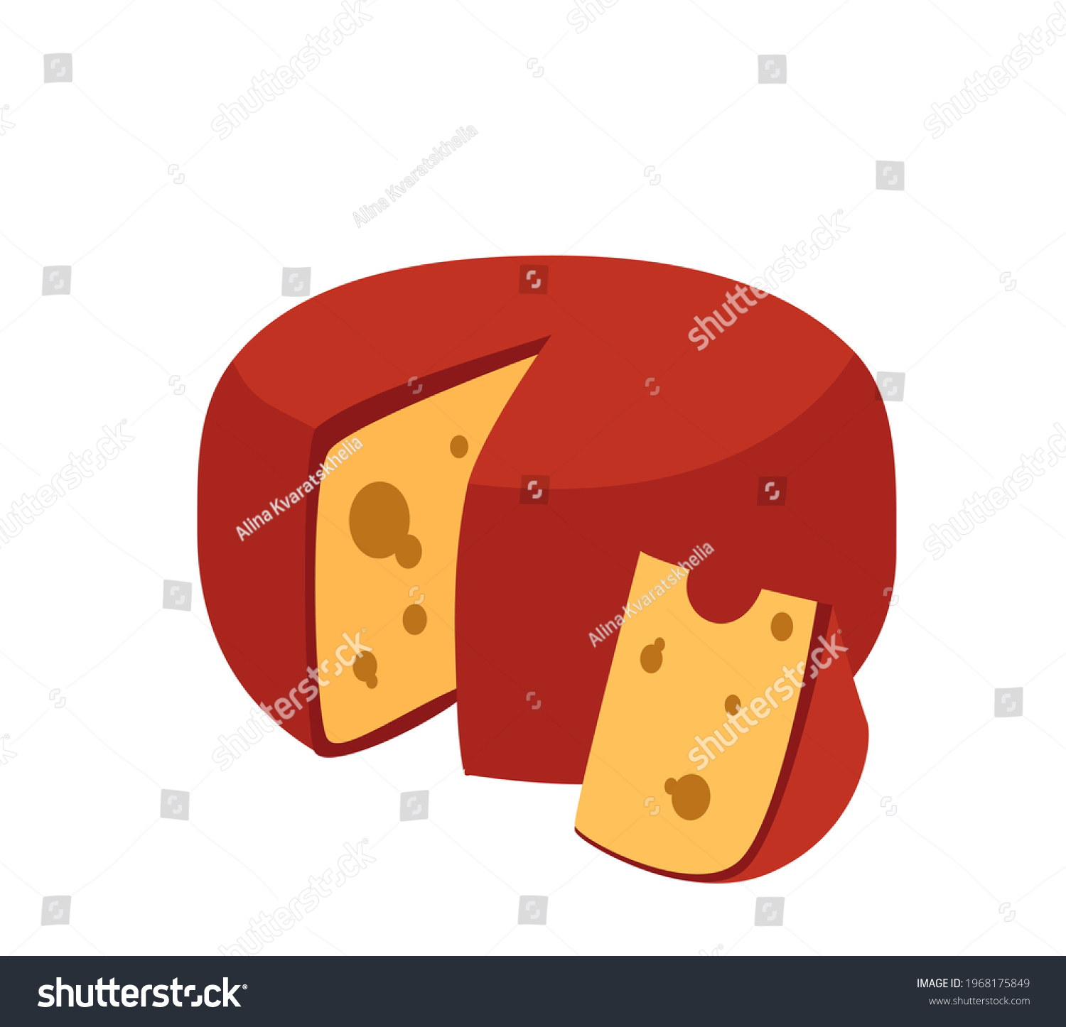 Holland Cheese Round Wheel Gouda Cut Stock Vector (Royalty Free