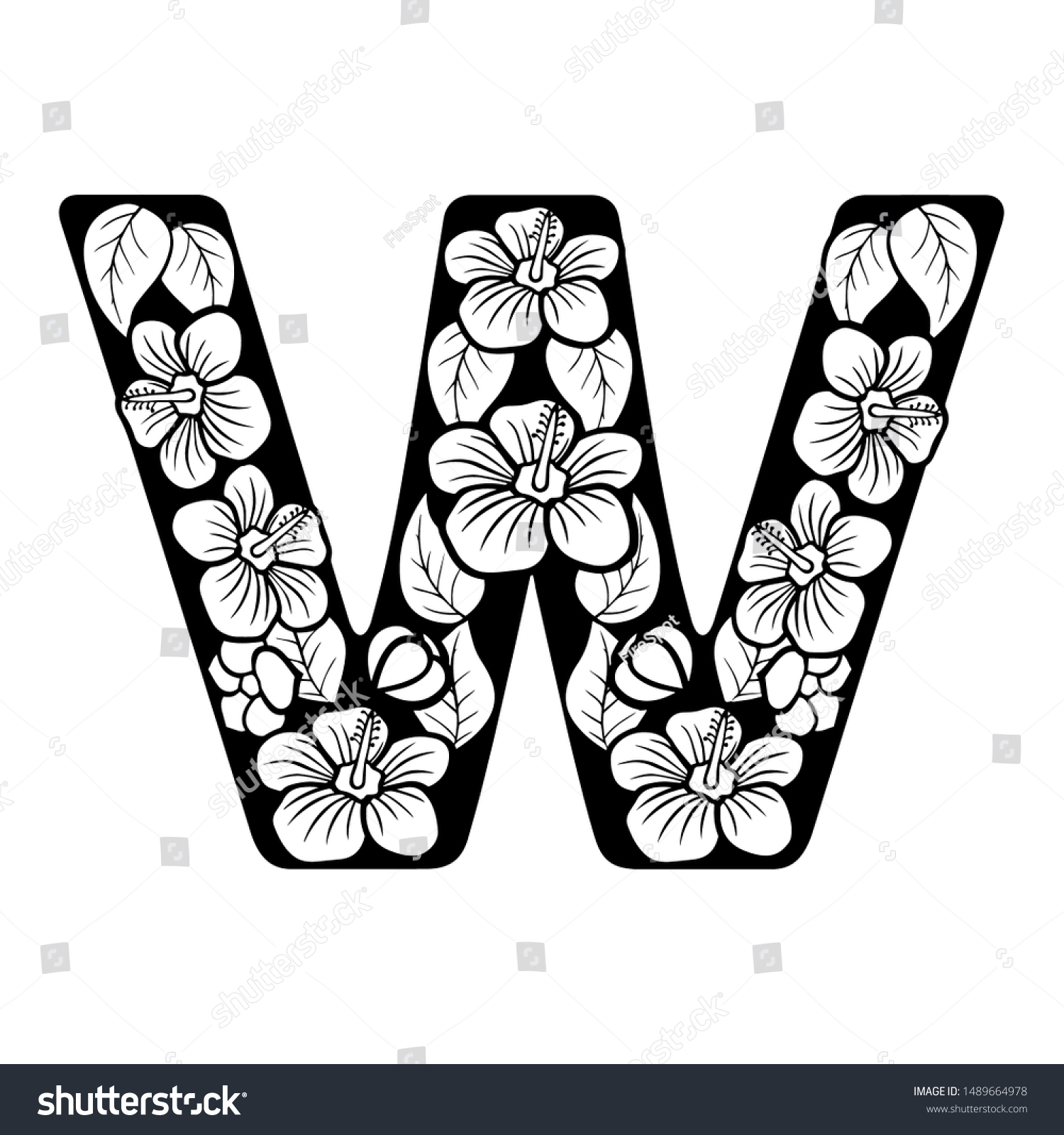 Hollow Flowers English Letters Wedding Fontsenglish Stock Vector ...