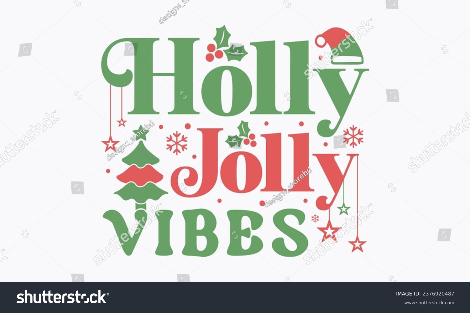 SVG of Holly jolly vibes, Christmas, Funny Christmas  t-shirt design Bundle, Retro Christmas, Winter, Xmas, Holiday and Santa, Cut Files Cricut, Silhouette, eps, dxf, png svg