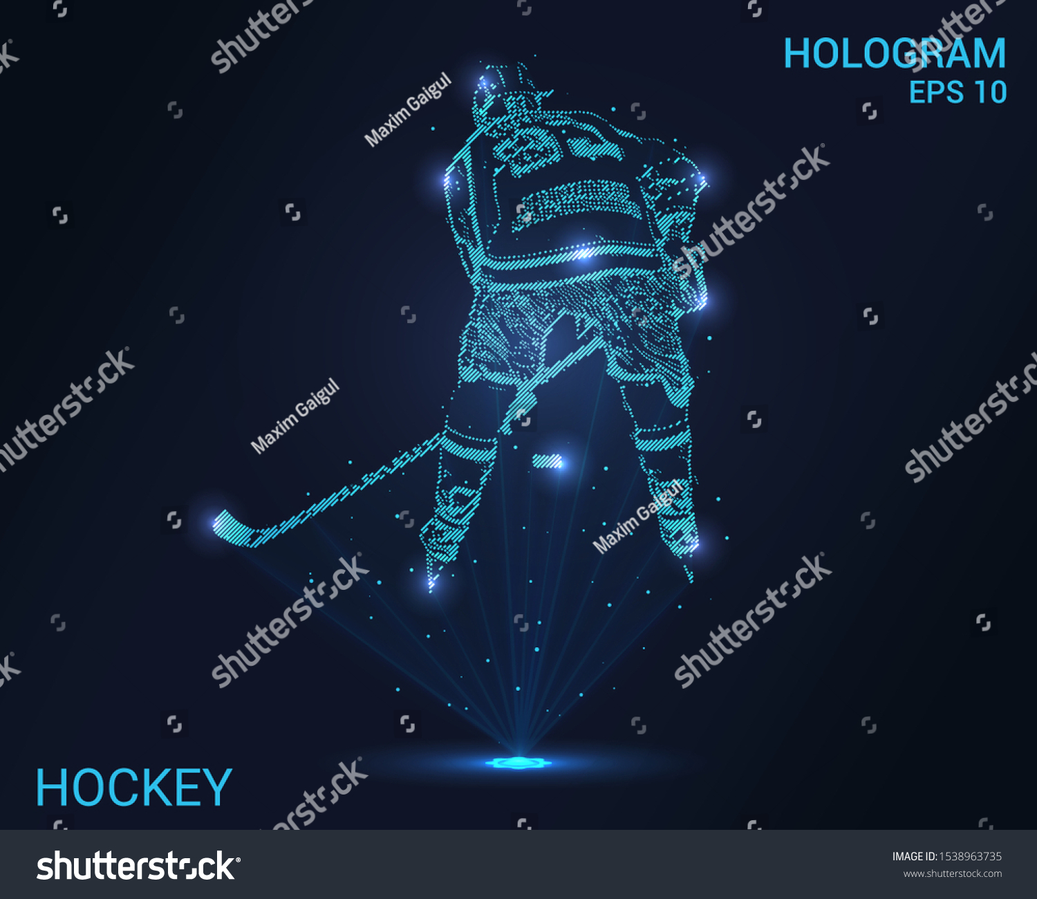 Hologram Hockey Holographic Projection Hockey Player Stock Vector ...