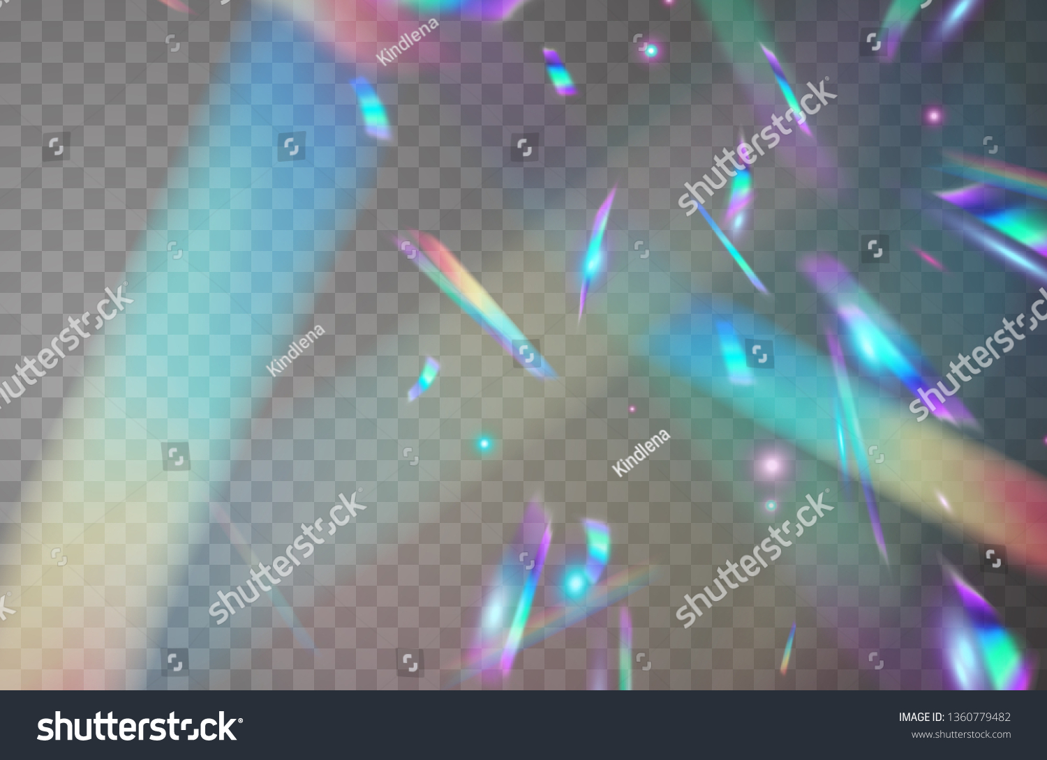 透明な背景にホログラフィックの落下する紙吹雪がキラキラ光る 虹色の紙吹雪 の虹色のオーバーレイテクスチャー ボケ光効果とグレア光輝性を持つベクターフェスティブホイルホログラムティンゼル のベクター画像素材 ロイヤリティフリー
