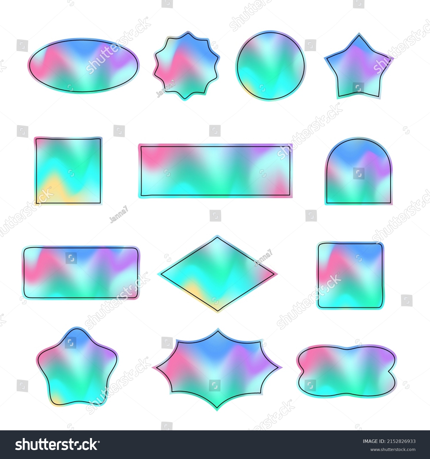 Holographic Stickers Labels Holograms Different Shapes Stock Vector ...