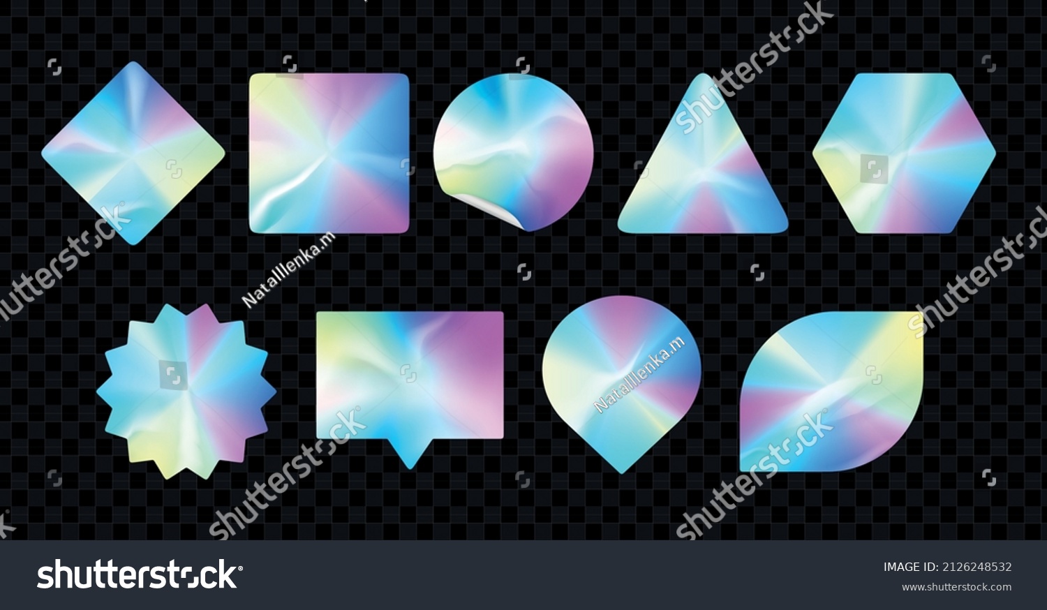 Holographic Stickers Realistic Hologram Labels Gradient Stock Vector ...