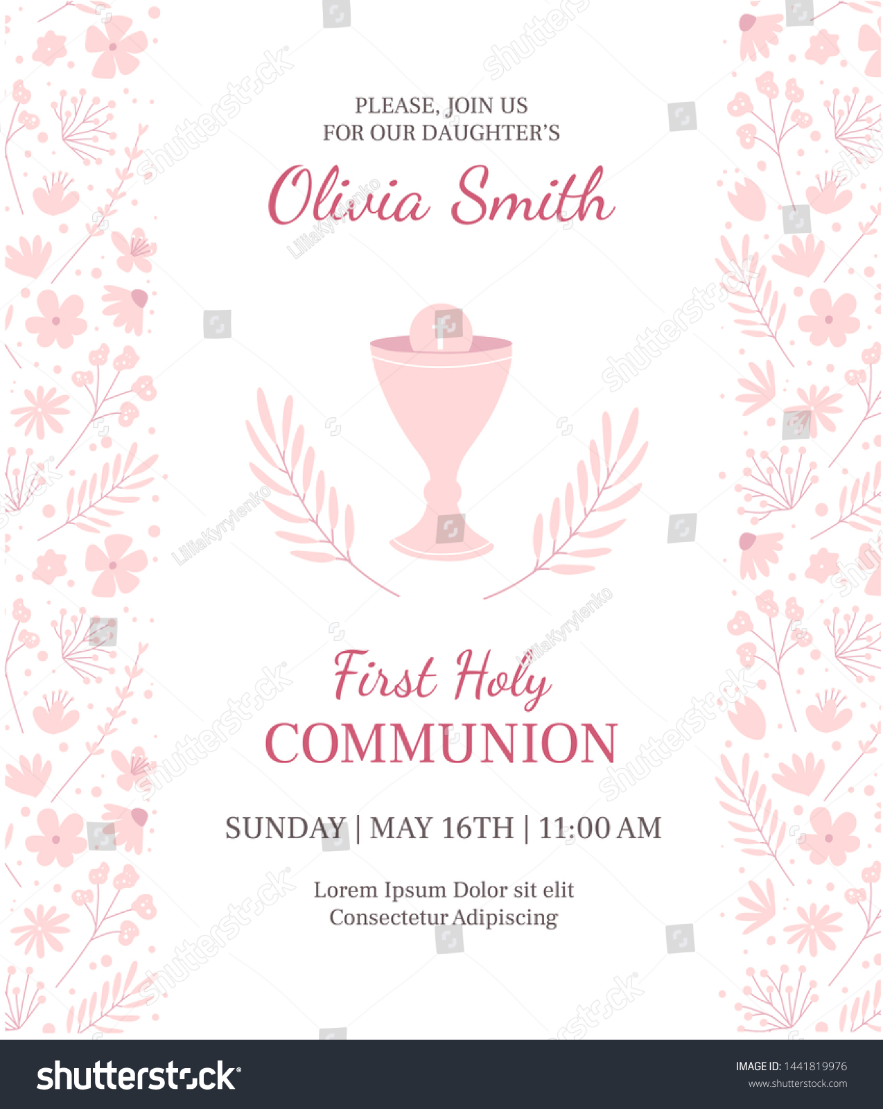 SVG of Holy Communion invitation design template. Christianity vector illustration svg