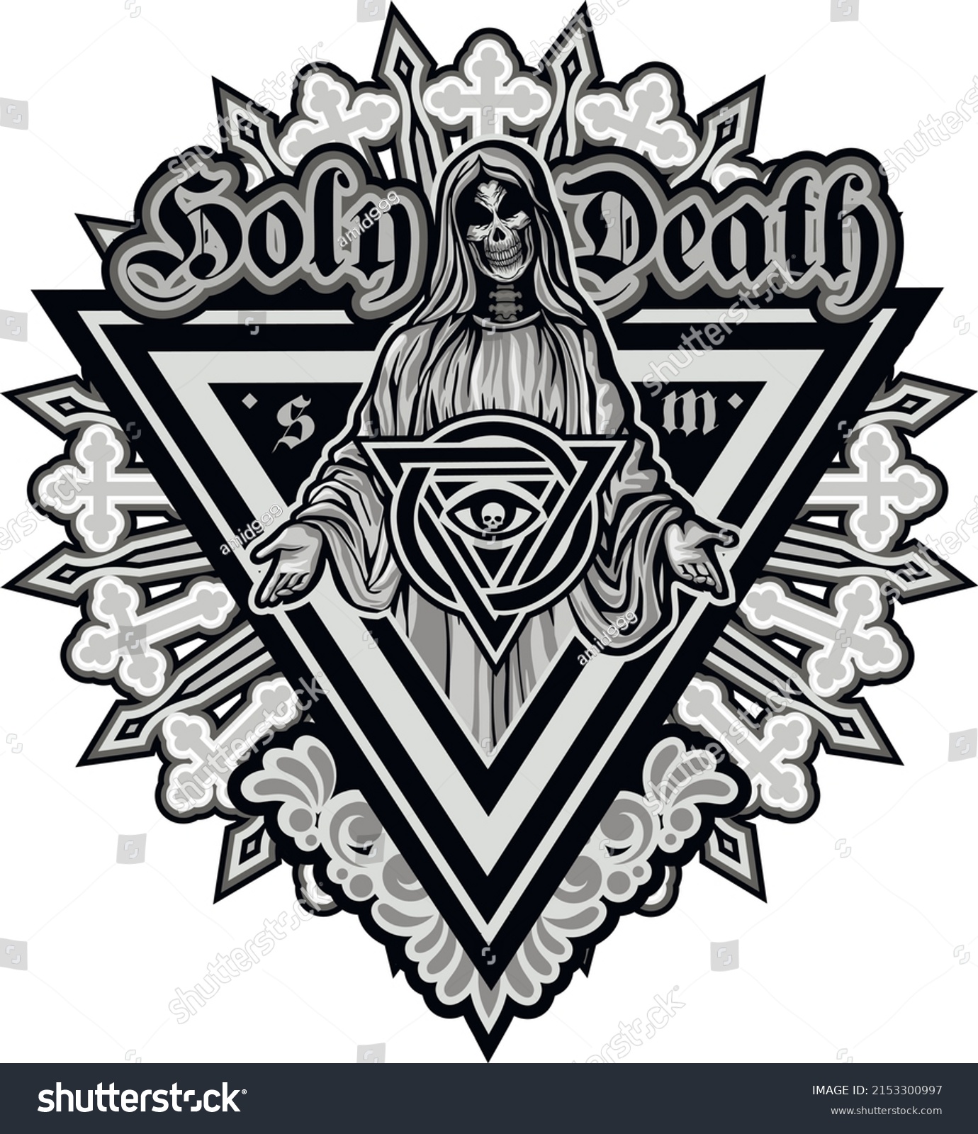 Holy Death Day Deadskeleton Grunge Vintage Stock Vector (Royalty Free ...